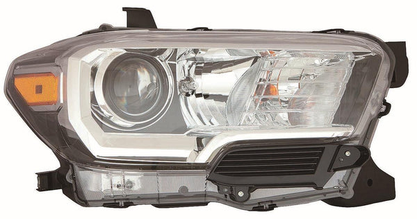 2016-2019 Toyota Tacoma  Head Lamp Passenger Side Halogen Black/Chrome Bezel Without Led Drl Economy Quality