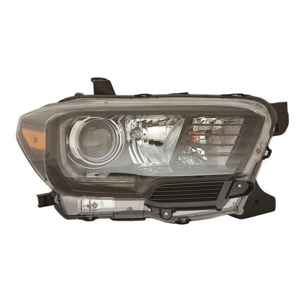 2016-2020 Toyota Tacoma  Head Lamp Passenger Side Halogen With Led Drl/Fog Lamp/Black Bezel Economy Quality