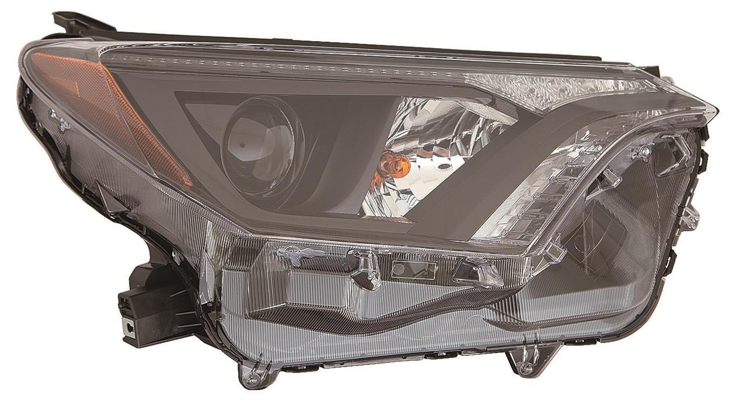 Phare avant côté passager pour Toyota Rav4 2016-2018 avec enjoliveur noir, halogène, qualité économique, fabrication nord-américaine, TO2503268U