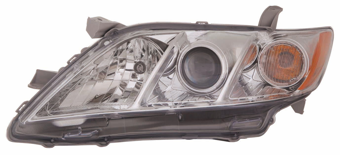 Phare avant côté conducteur pour Toyota Camry 2007-2009 LE/XLE (fabrication USA) (lentille et boîtier) - Haute qualité - Référence : To2518105C - Hunt Parts