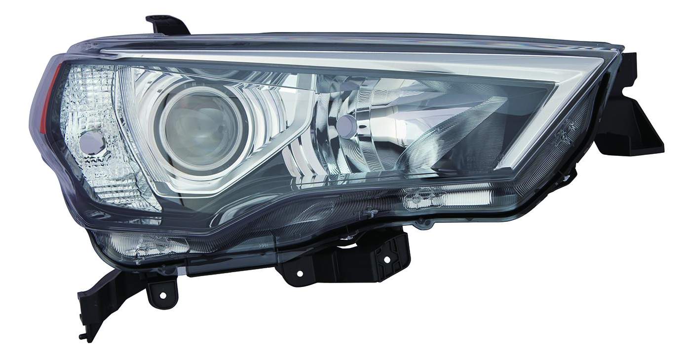 Phare avant côté passager, halogène, avec garniture chromée et contour noir, pour Toyota 4Runner 2014-2021 (référence To2519150C) - Hunt Parts