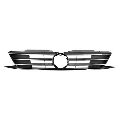 Calandre Volkswagen Jetta 2015-2018 noire avec moulure chromée (sauf GLI sans avertisseur de collision, berline), VW1200165
